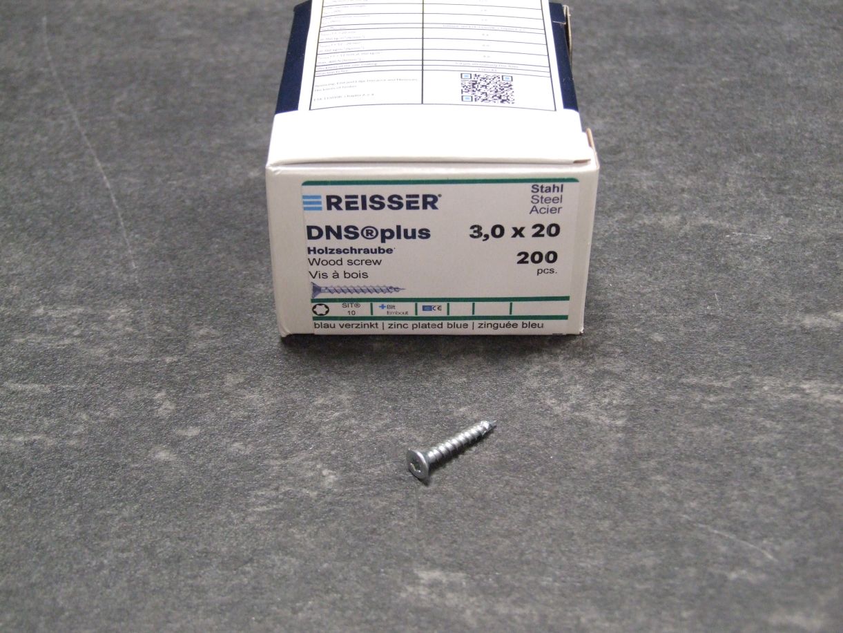 DNS plus Spanplattenschraube, 3x20 mm, 

Torx 10, VG, blau passiviert, 

200 St./Kleinpaket, 524629 


