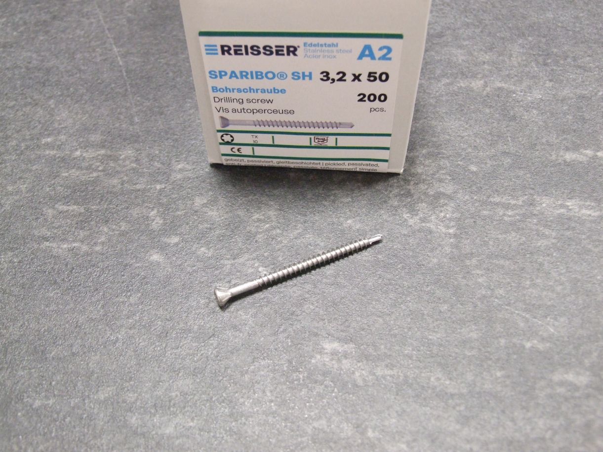 SPARIBO Bohrschraube 3,2x50 mm, 

VE= 200 St., Linsensenkkopf, Edelstahl 

A2, 4005674 186742

