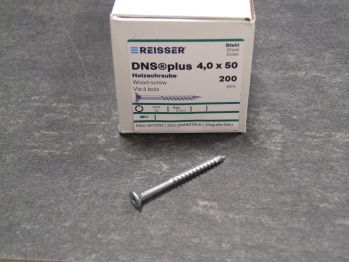 DNS plus Spanplattenschraube, 4x50 mm, TG,

TX20, verzinkt, blau passiviert, VE=200 St.,

4005674525152 


