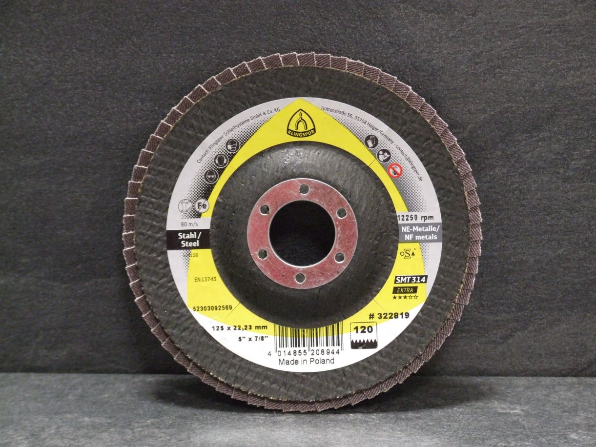 Schleifmopteller SMT 314, 125x22,23 mm, 

Korn 120, 322819

