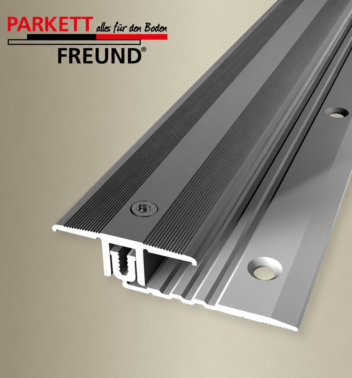 Twin Übergangsprofil PF 488 f. Parkett, Laminat,

Kork 90 cm lang Alu edelstahl - Art. 19500902


