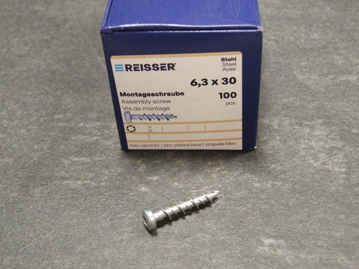 Montageschraube Pan Head 6,3x30 mm, TG, 

blau passiviert, VE= 100 St. 4005647135474

