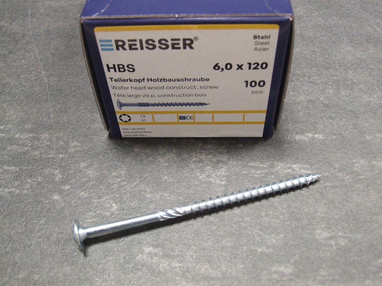 HBS Tellerkopf Holzbauschraube, 6x120 mm

TX 30, TG, ETA, blau verzinkt; 61219/7

