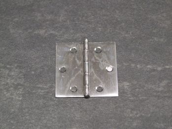 Scharnier 51x51x0,75 mm, gerollt, Edelstahl, vernieteter Edelstahlstift, 361259

