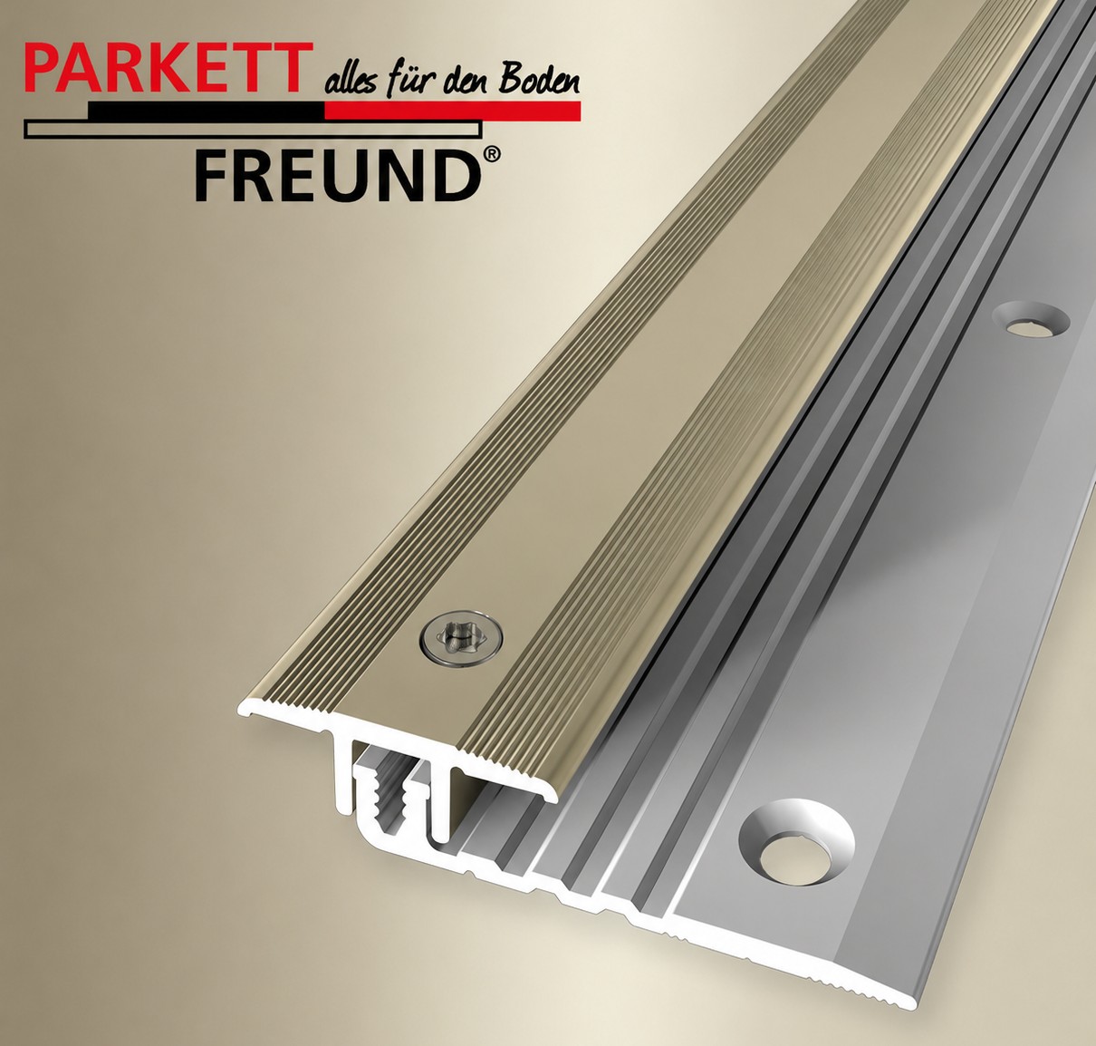Combi Übergangs-Profil PF 378V 

für Vinyl-/Designbeläge Alu sand 90 cm

Art. 19820909

