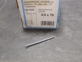 Spanplattenschraube 4x70 mm,TG, 

blau verzinkt, TX20,  Nr.:535458

