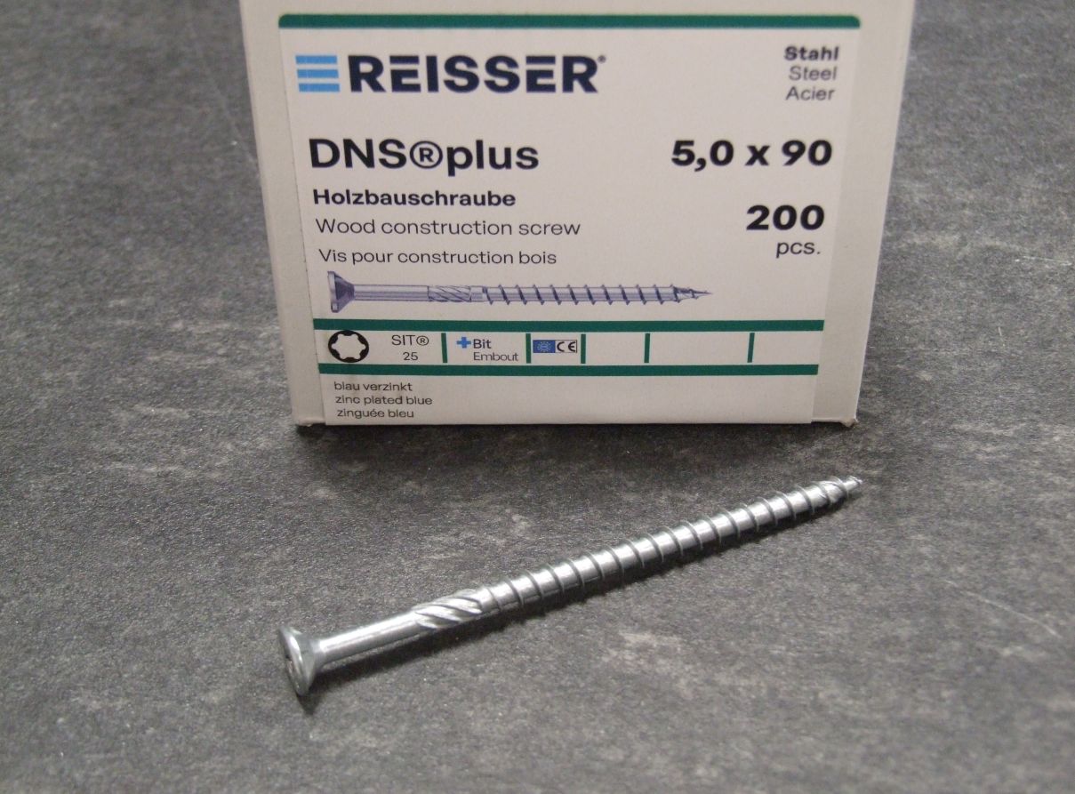 DNS plus Spanplattenschraube 5x90 mm, TG

TX20, blau passiviert, 200 St./Großpaket, 456418 

