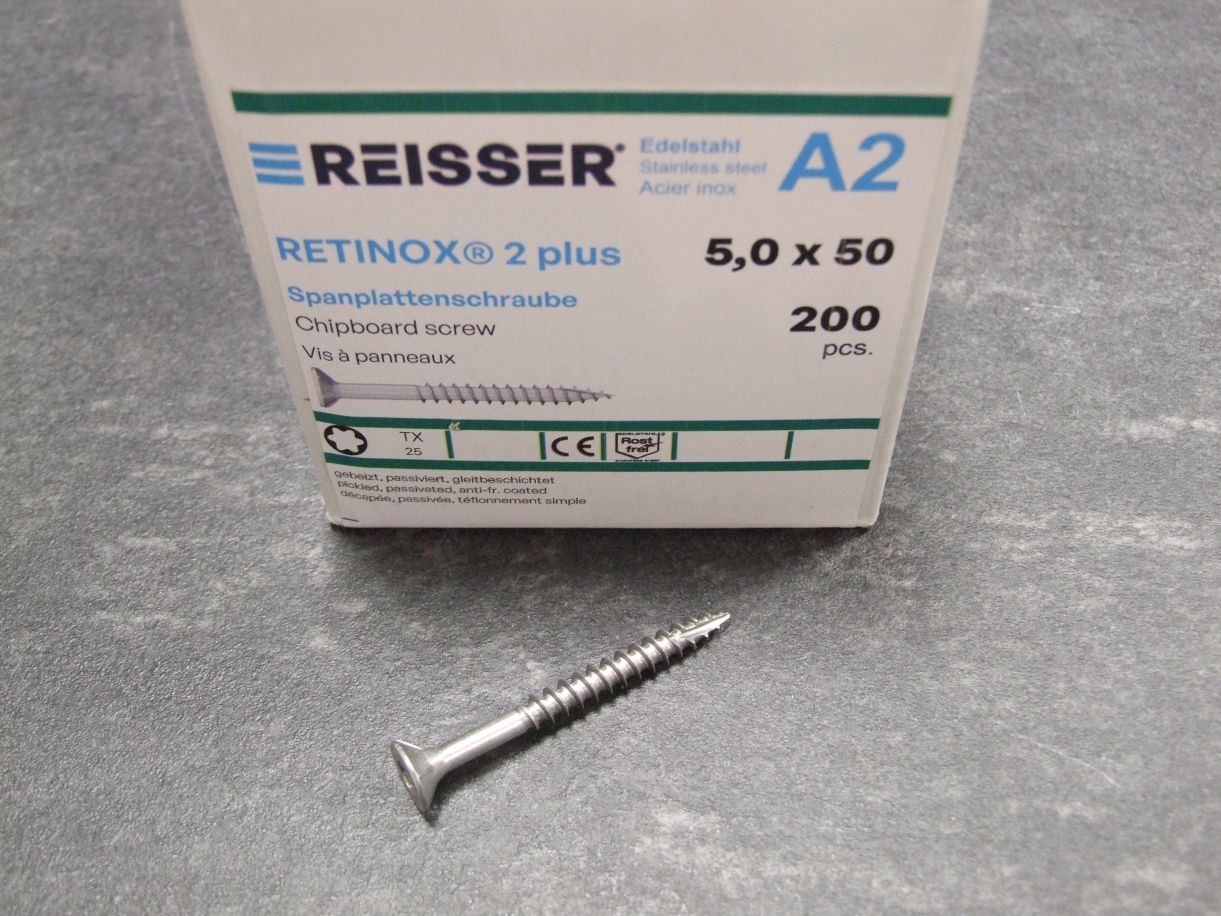 Retinox 2plus Senkkopfschraube 

5x50 mm, TG, Edelstahl A2, Torx,01955/2

