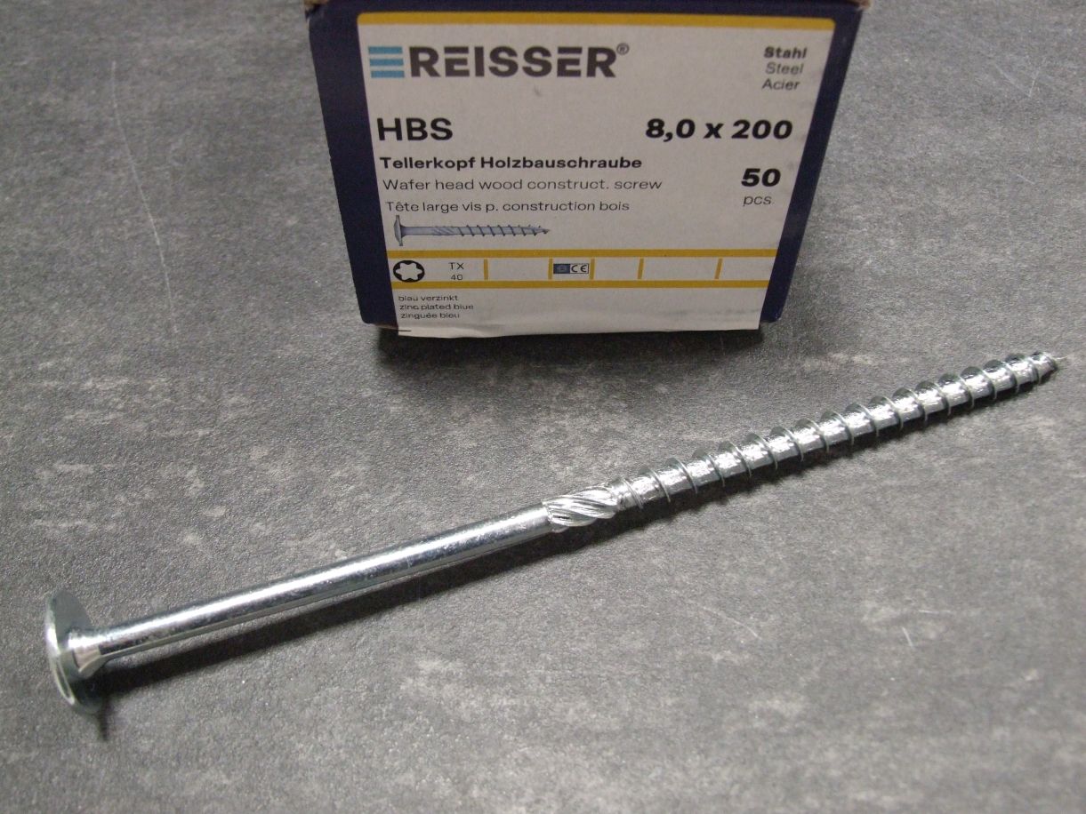 HBS Tellerkopf Holzbauschraube 8x200 mm, 

TX40, TG, ETA, blau verzinkt; 531597

