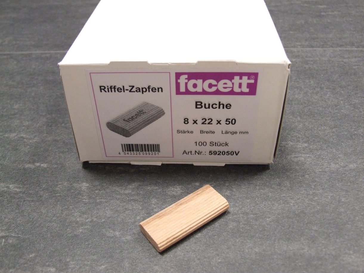 Riffelzapfen 8x22x50 mm, Buche, 

100 St./Karton, 592050

