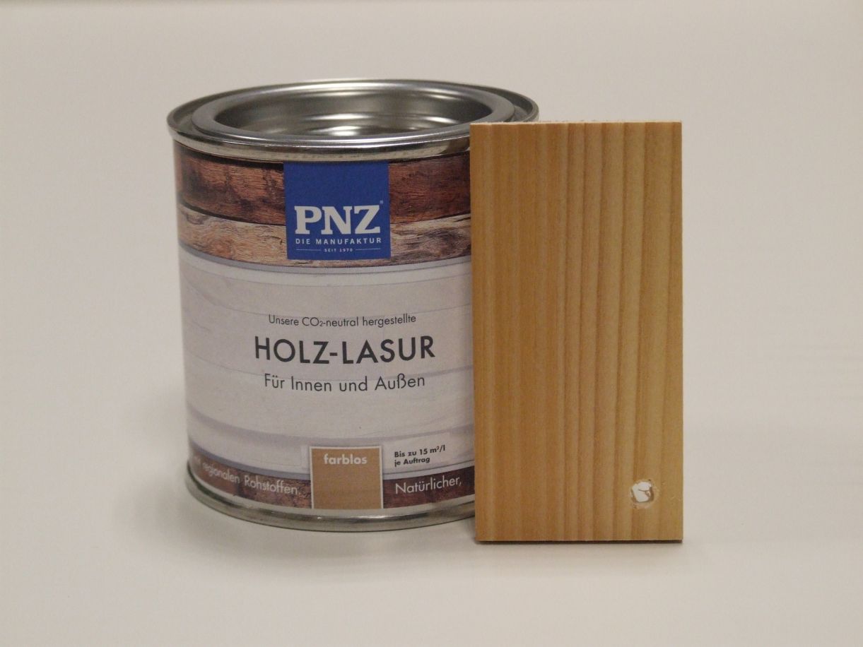 PNZ Holz-Lasur farblos, 0,25 l; 

wasserbasierend, für innen und außen, 

Nr. 10010

