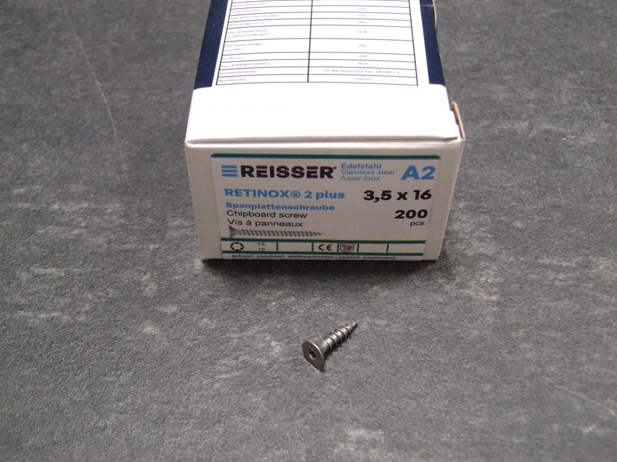 Retinox 2plus Senkkopfschraube TX10

3,5x16 mm, TG, Edelstahl A2, 01928/6 

