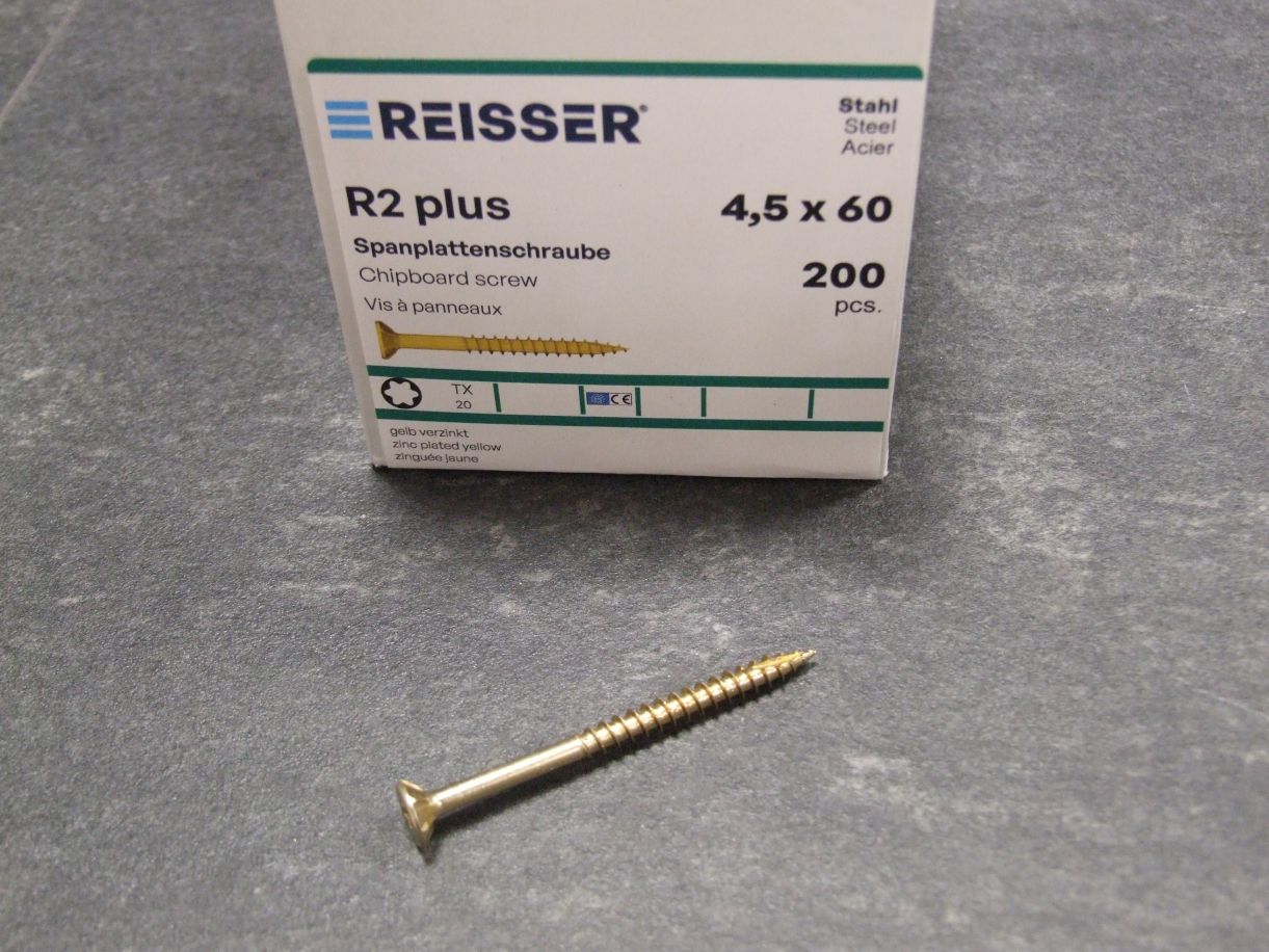 R2 plus Senkkopfschraube 4,5x60 mm, TG, 

200 St./VE, gelbverzinkt, 4005674345057

