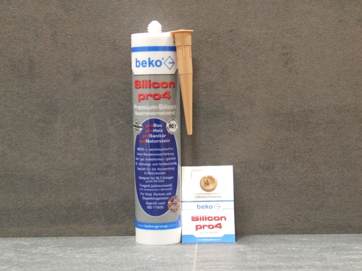 Silicon pro4 Premium neutralvernetzende 

Dichtmasse, Farbe hellbraun/Buche hell, 

310 ml, 224 08

